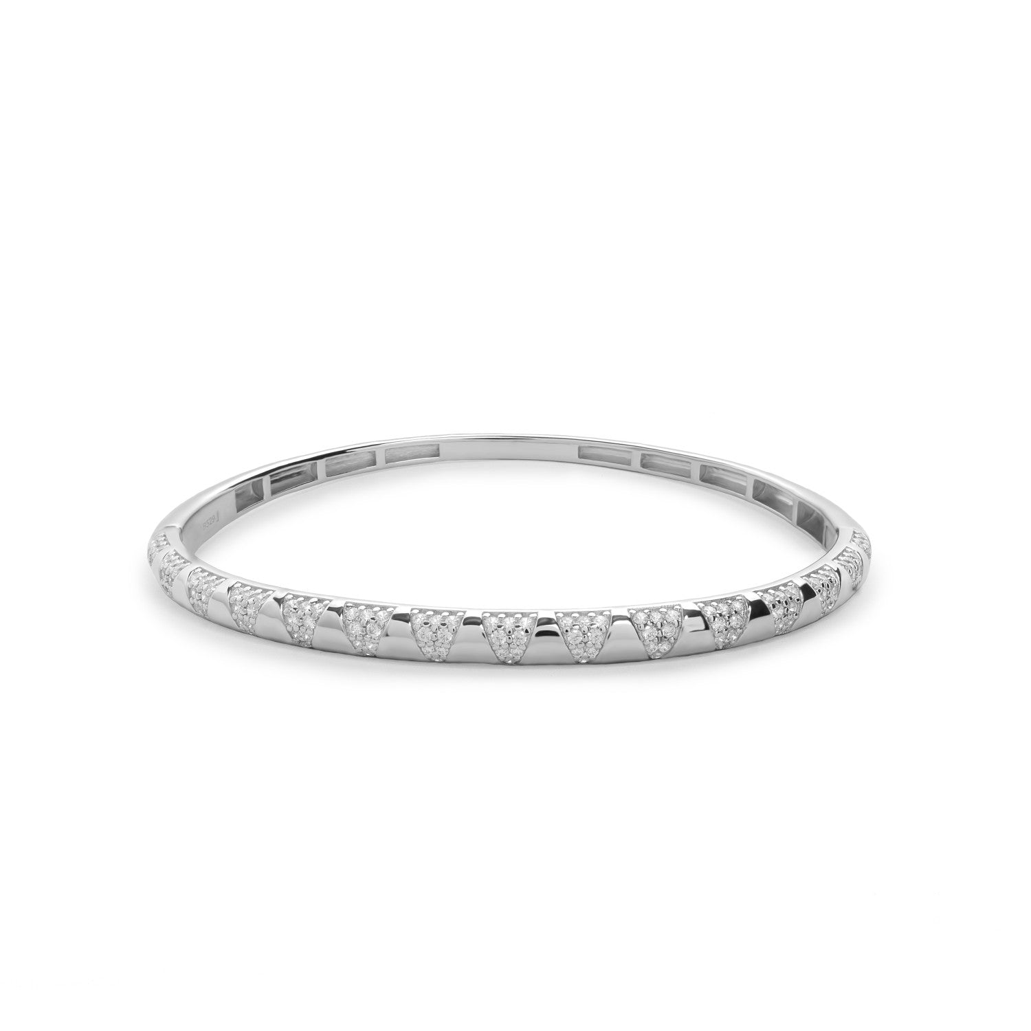 Pulsera esclava de plata con diseño triangular con circonitas-LINEARGENT