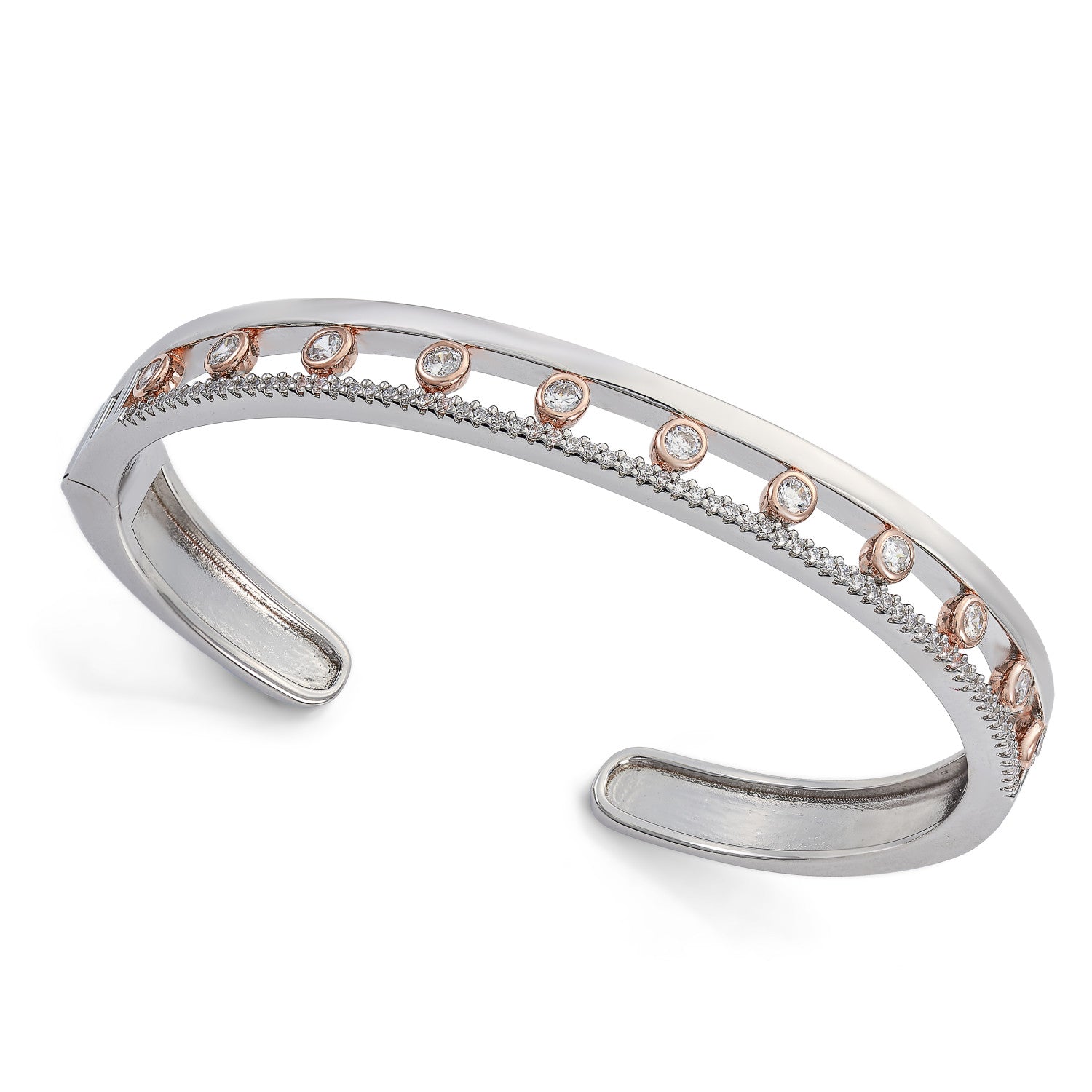 Pulsera esclava diseño bicolor con circonitas-LINEARGENT