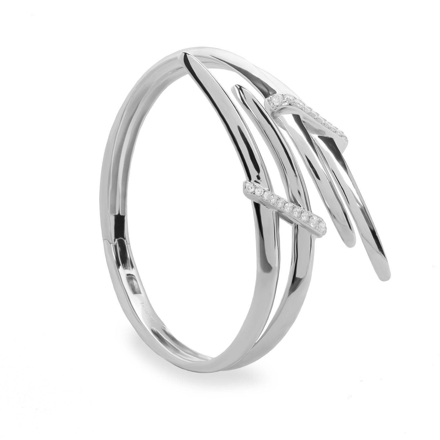 Pulsera esclava diseño enredado con circonitas-LINEARGENT