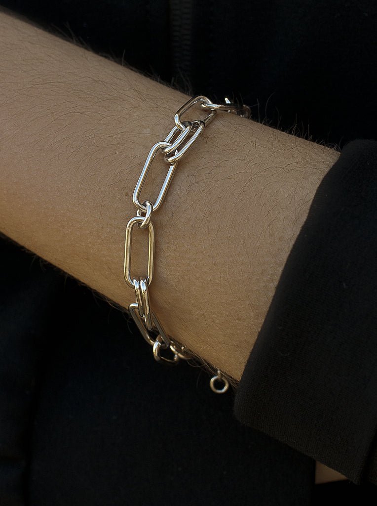 Pulsera eslabones plata diseño alargado y moderno