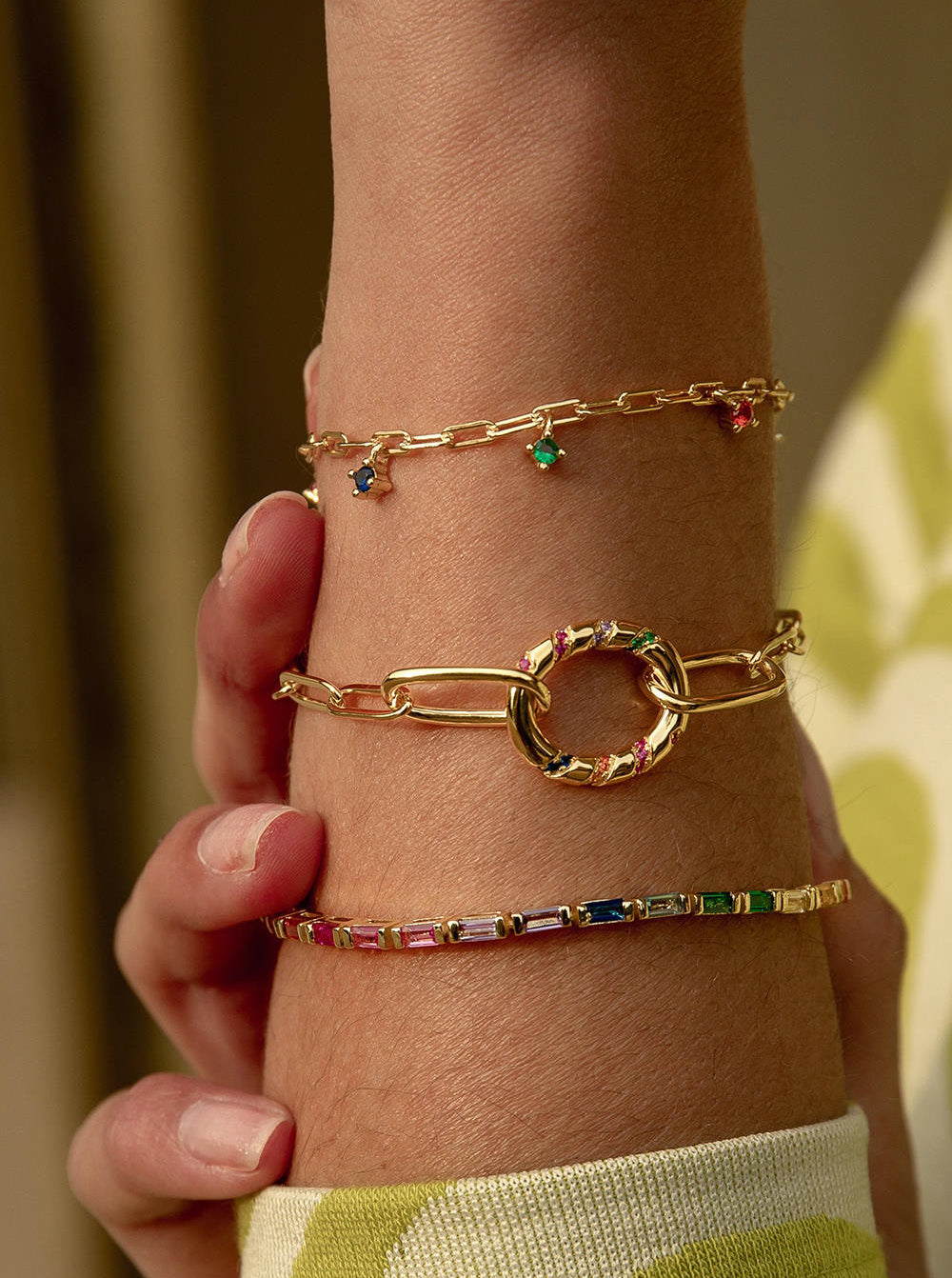 Pulsera fina de plata multicolor-LINEARGENT