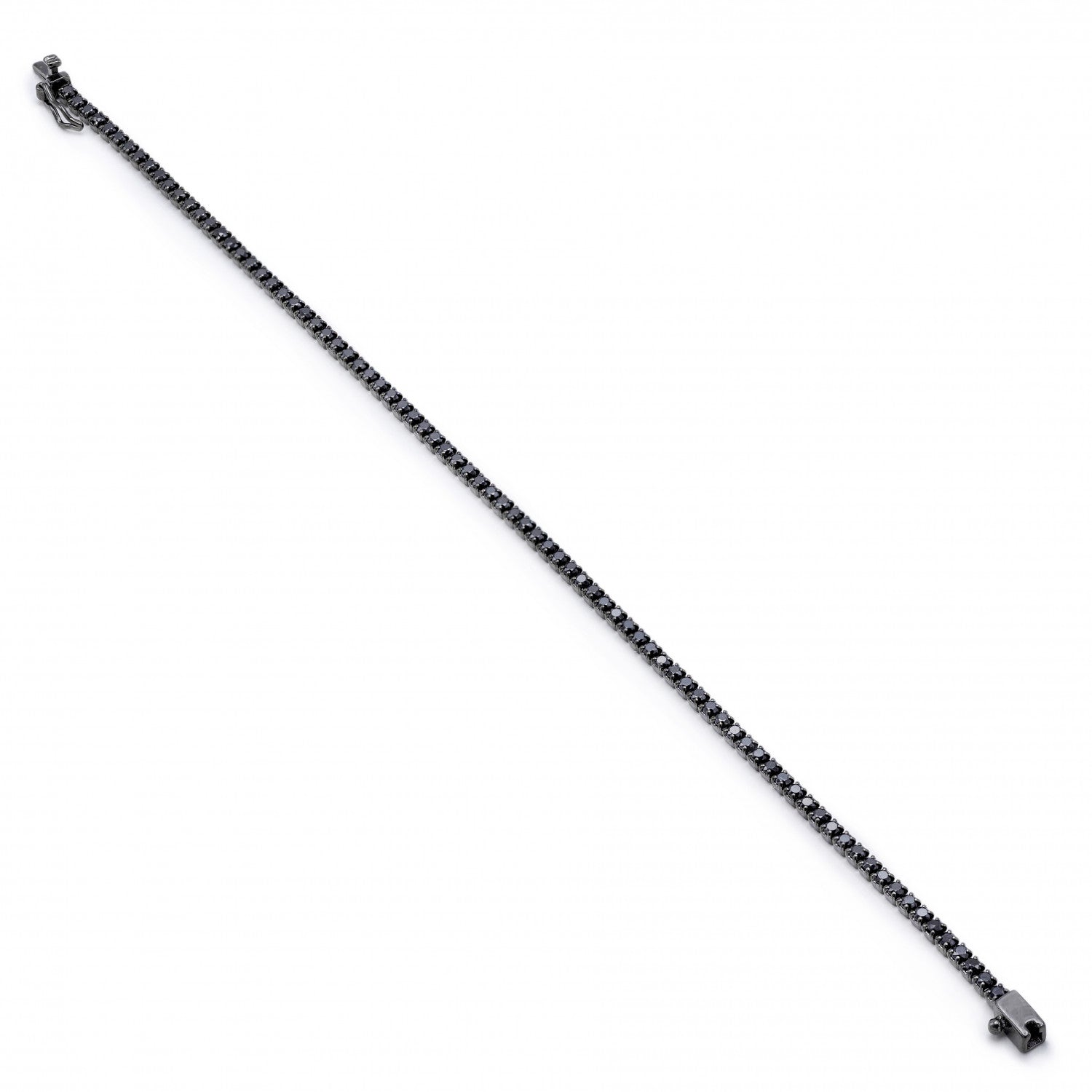 Pulsera riviere baño rutenio circonitas negras en talla princesa