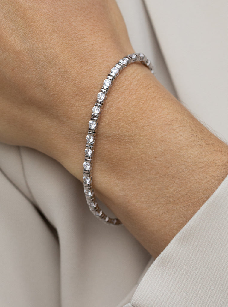 Pulsera riviere de plata con circonitas engastadas-LINEARGENT