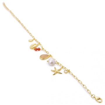 Pulseras con colgantes de plata con motivo marino rose quartz y coral