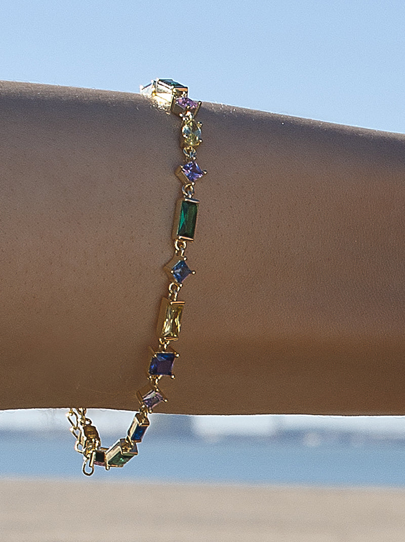 Pulseras con piedras de colores de plata en tonos multicolor-LINEARGENT