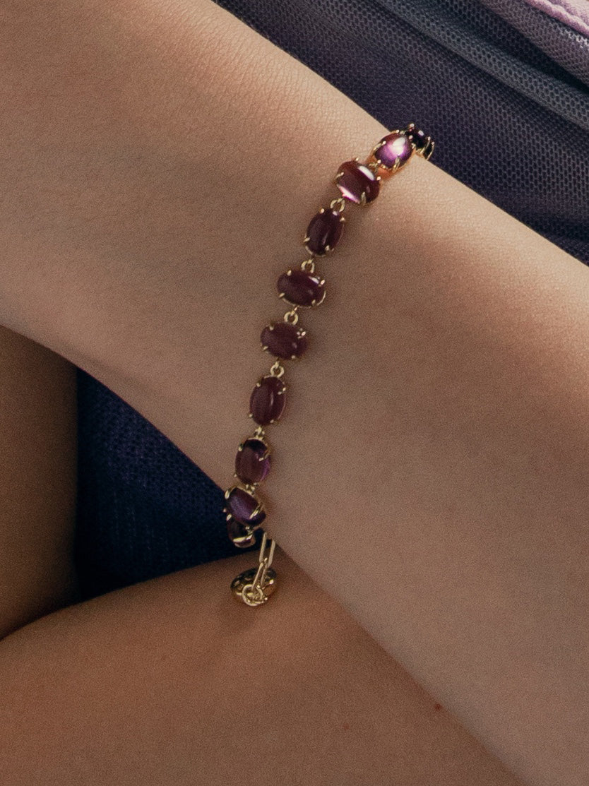 Pulseras con piedras de plata de circonitas amatista y andratita-LINEARGENT