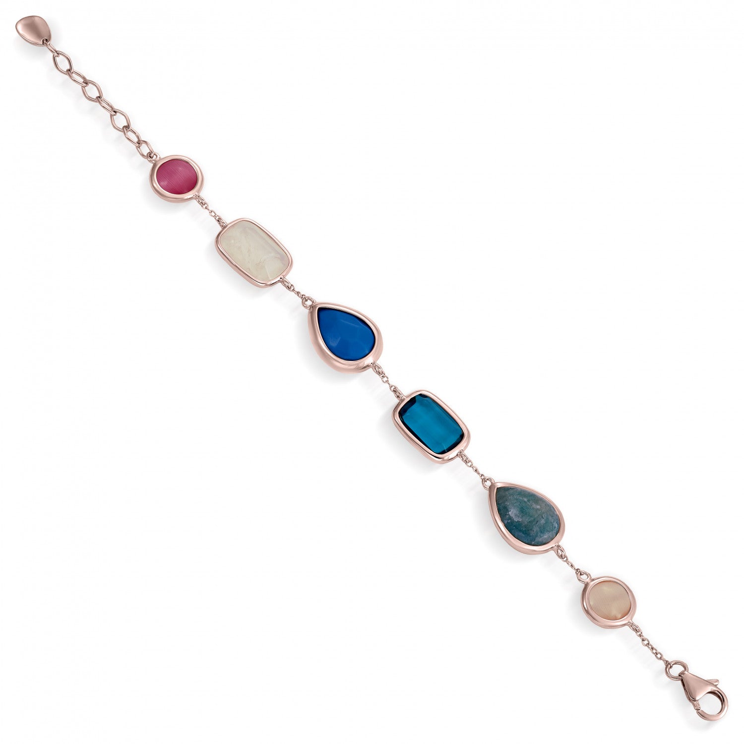 Pulseras con piedras de plata diseño geométrico-LINEARGENT