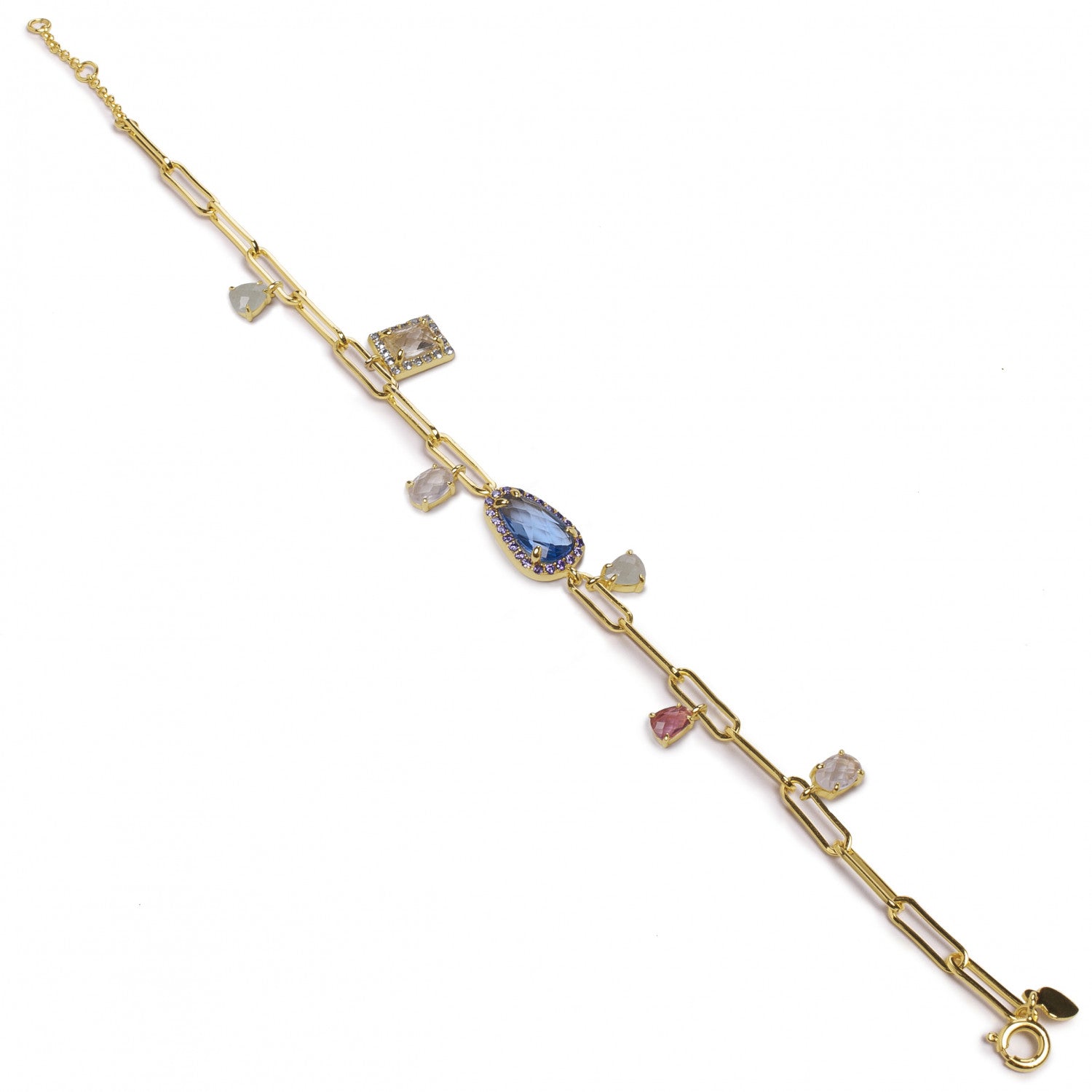 Pulseras con piedras estilo paper clip con charms-LINEARGENT