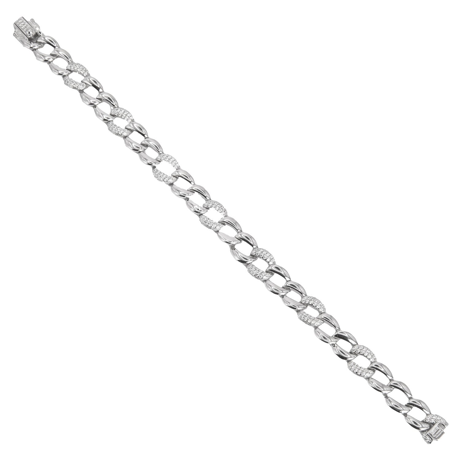 Pulseras eslabones de plata combinados con circonitas-LINEARGENT
