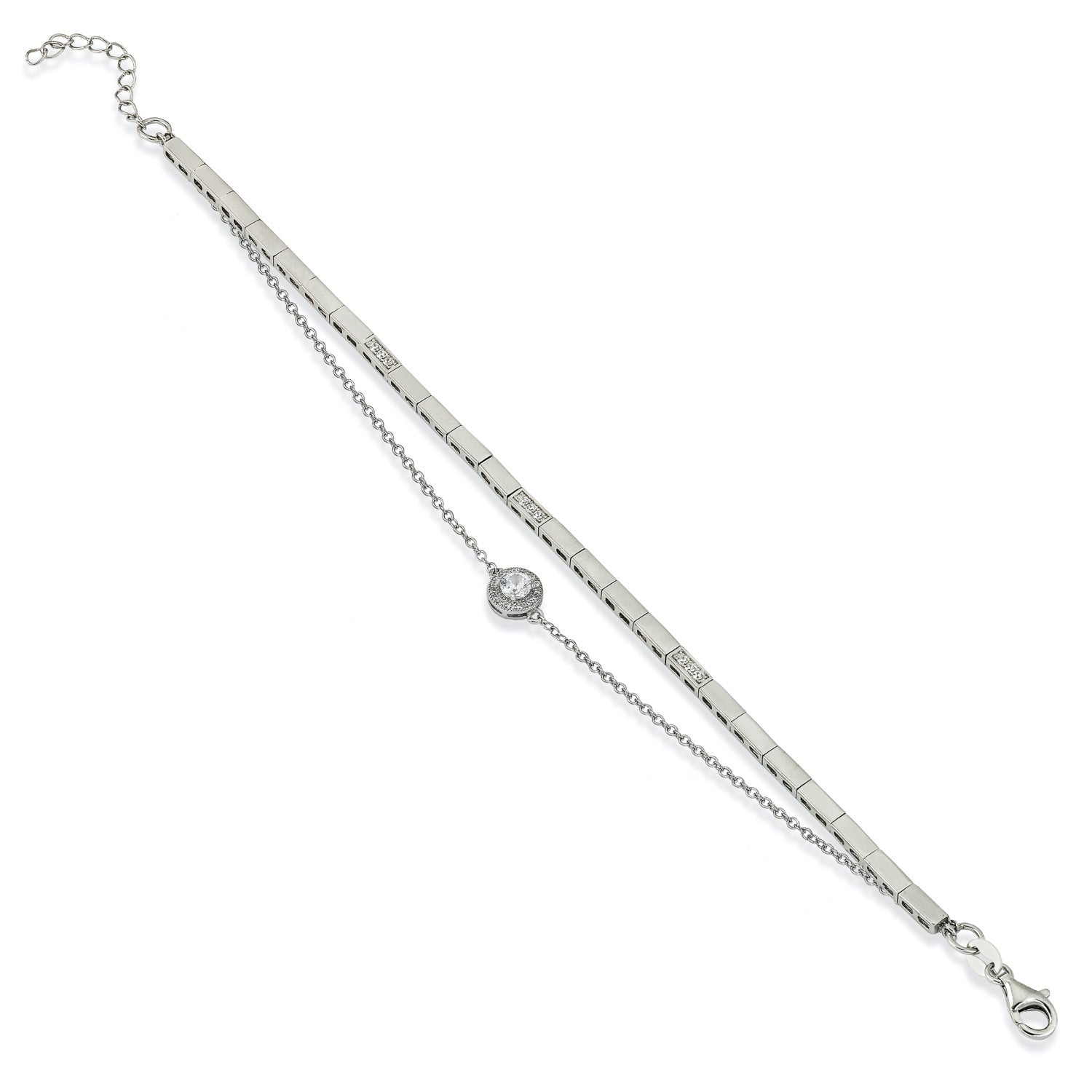 Pulseras fina de plata diseño doble circular-LINEARGENT