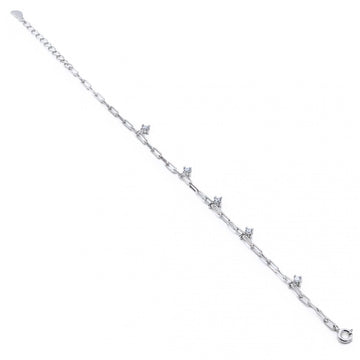 Pulseras finas de plata con circonitas colgantes estilo cadena
