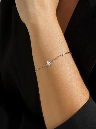 Pulseras finas de plata diseño lágrima y cadena diseño paperclip-LINEARGENT