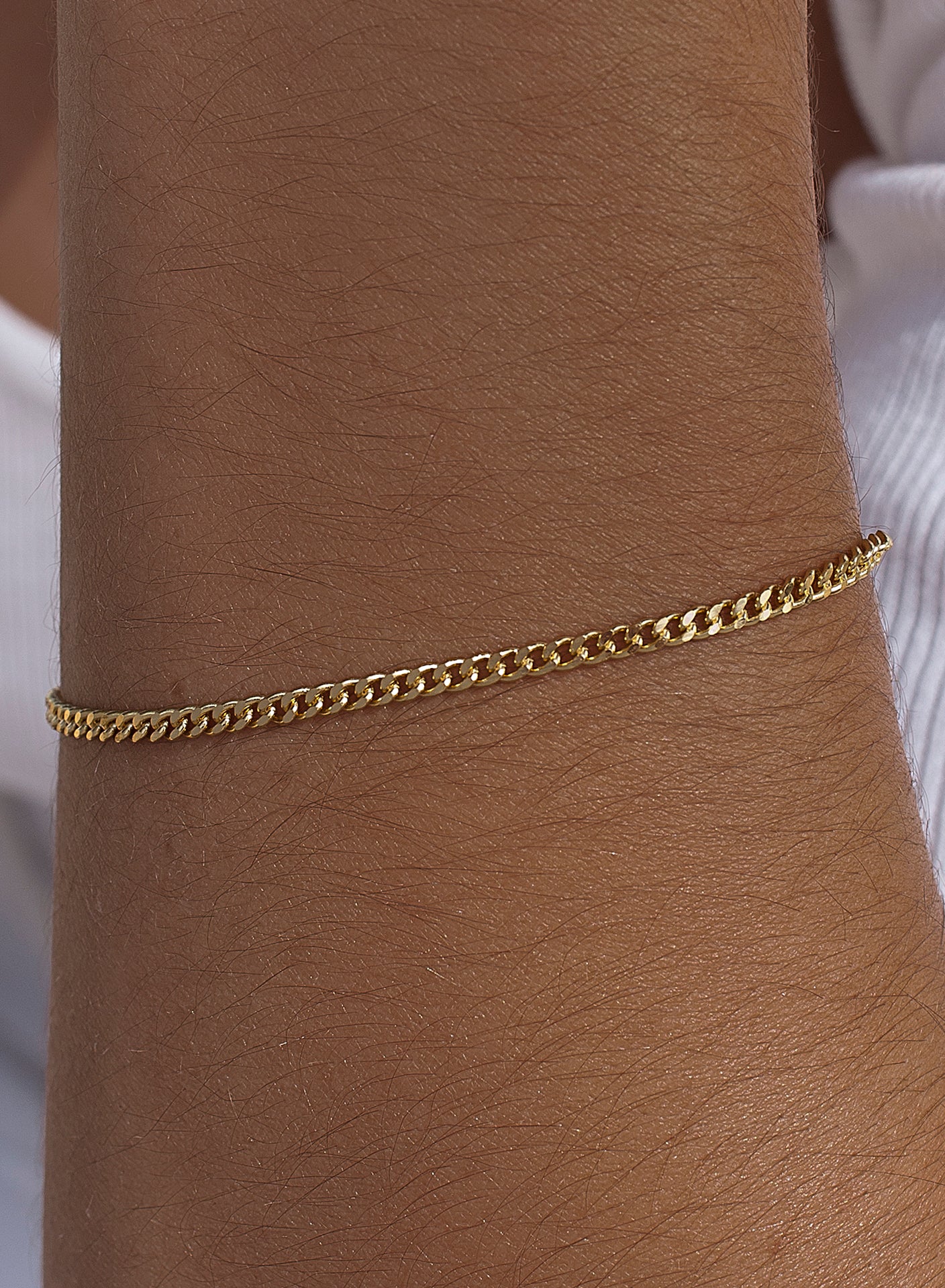 Pulseras finas de plata dorada diseño cadena-LINEARGENT