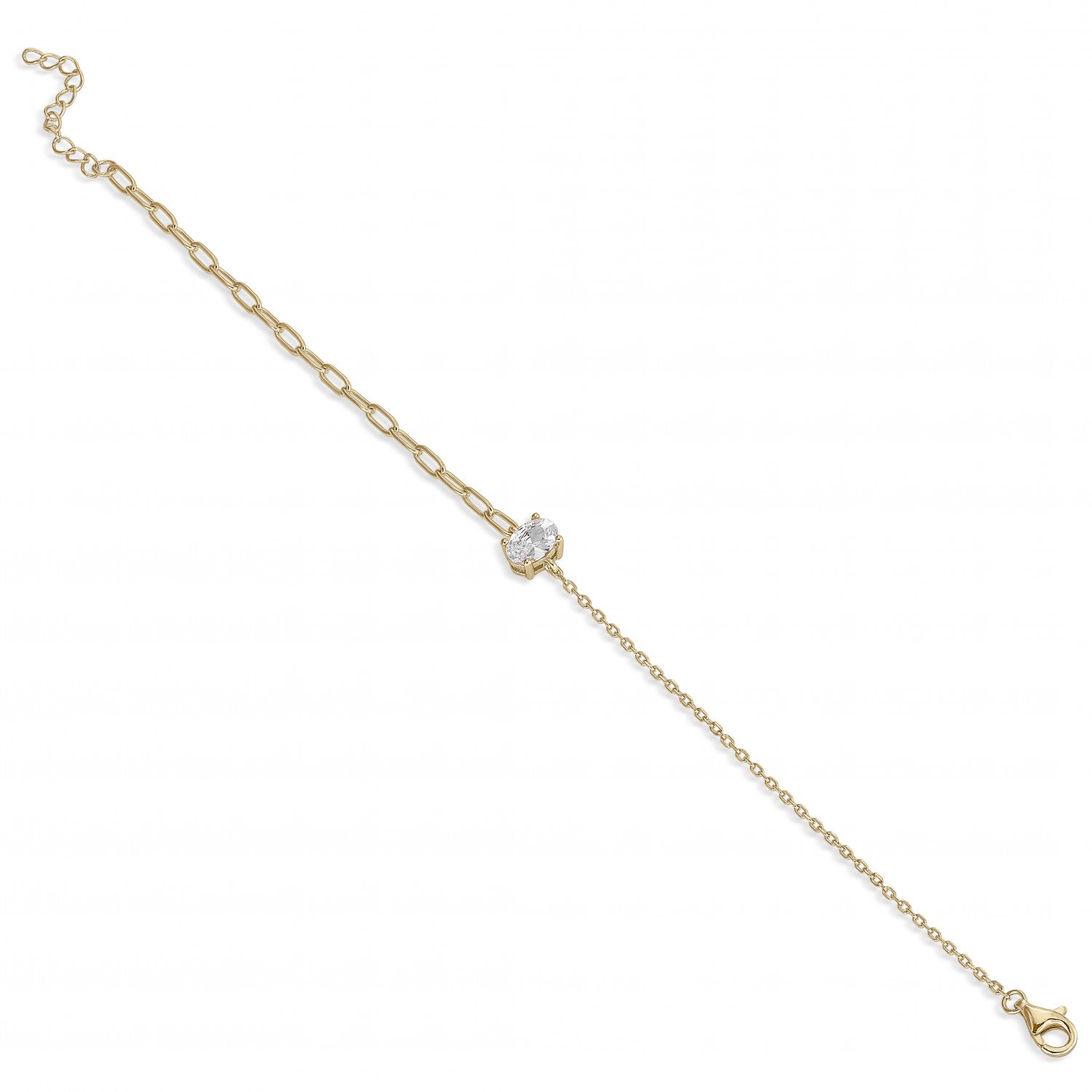 Pulseras finas de plata dorado diseño oval-LINEARGENT