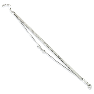 Pulseras finas en plata diseño doble circonita