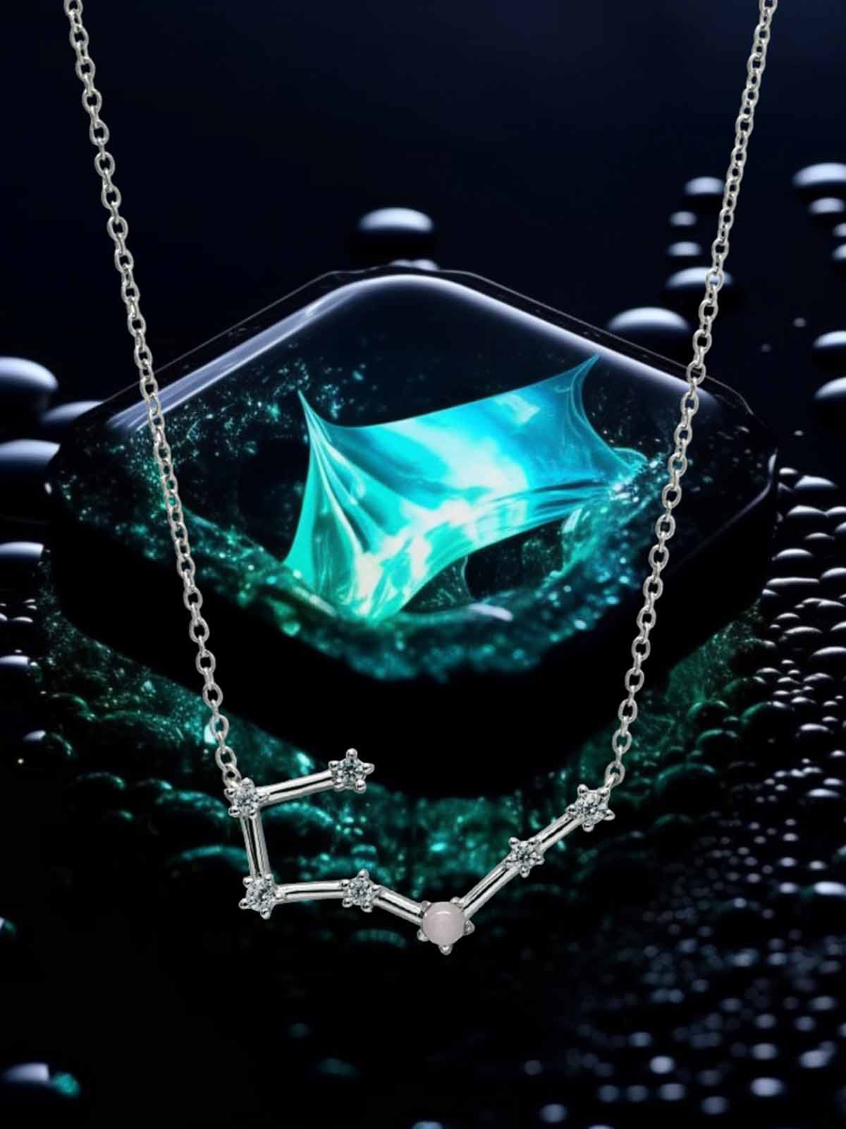 Taurus Constellation pendant in silver with natural Rose Quartz