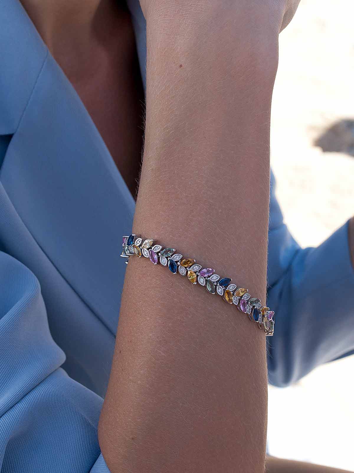 Pulseras con piedras diseño de hojas multicolores