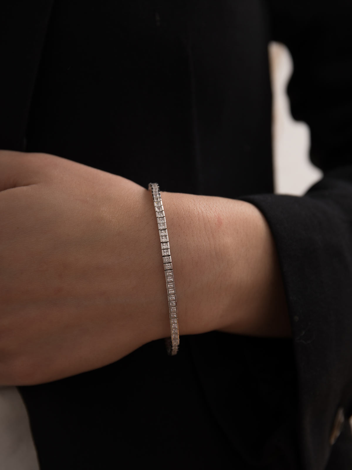 Bracelets rivière en argent avec zircon cubique blanc étincelant