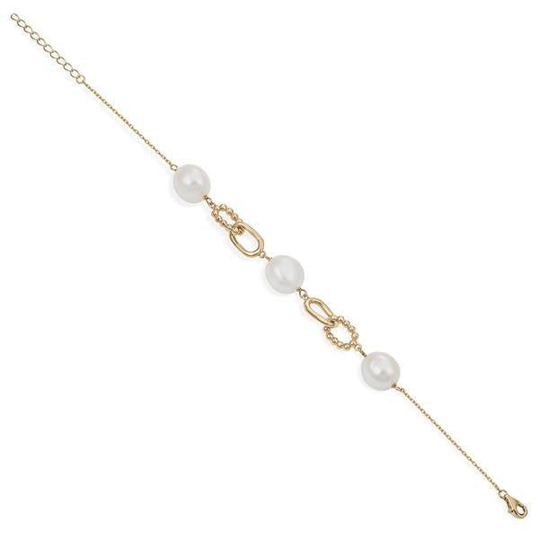 Pulseras de perlas en plata triple diseño