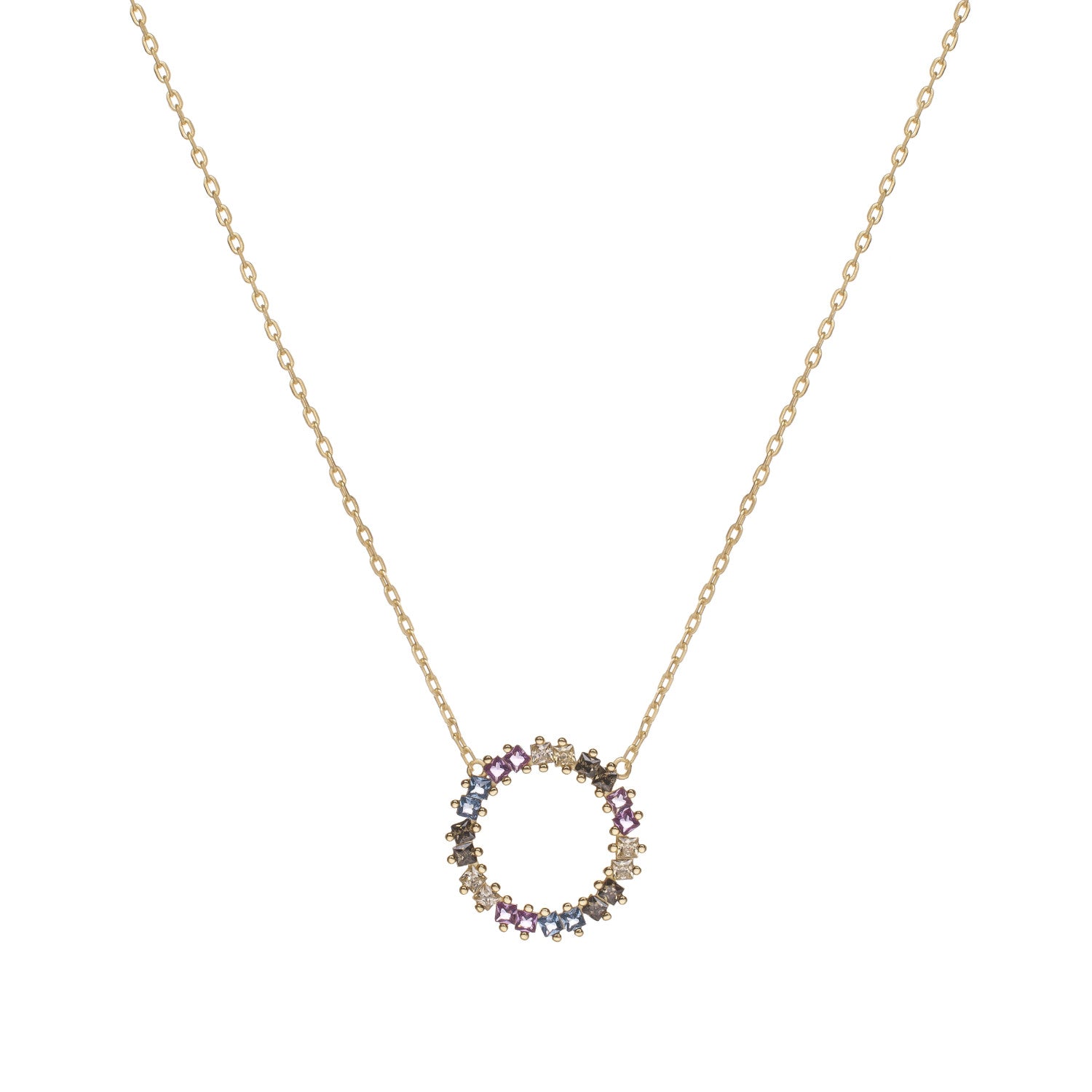Collar · Collares con piedras de colores talla princesa diseño circular