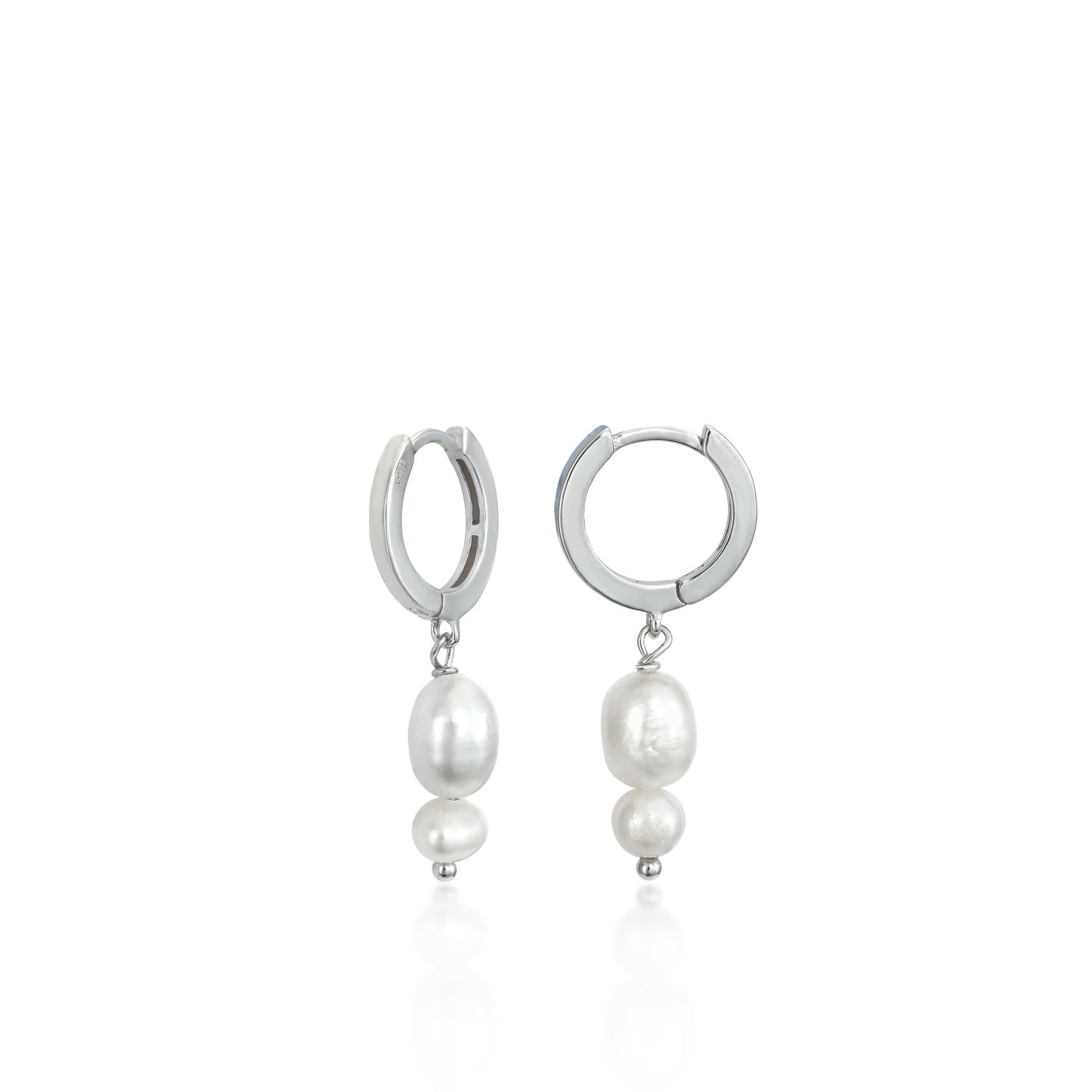 Pendientes perla diseño aro de plata con colgante de perlas