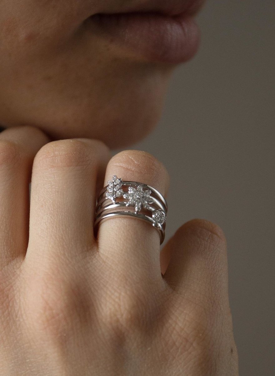 Anillos anchos de plata diseño naturaleza-LINEARGENT