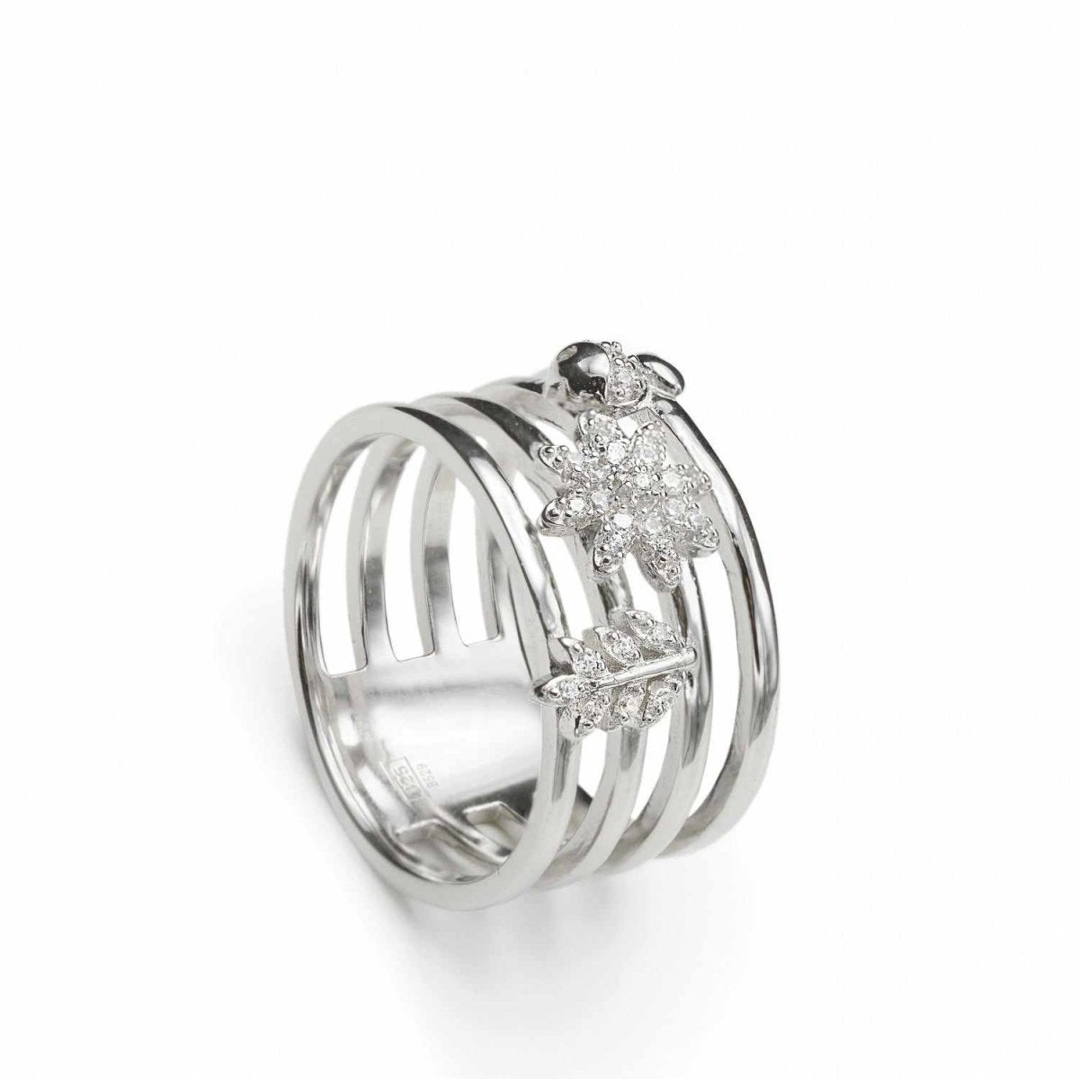 Anillos anchos de plata diseño naturaleza-LINEARGENT