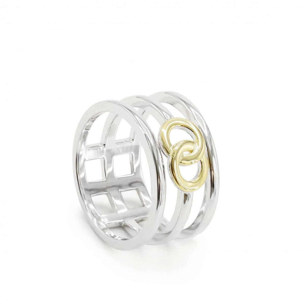 Anillos anchos detalle circular dorado central-LINEARGENT