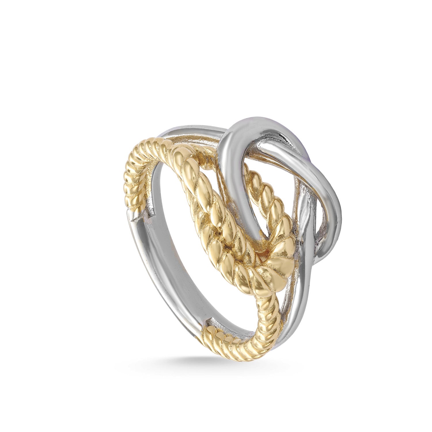 Anillos bicolor de plata diseño nudos entrelazados