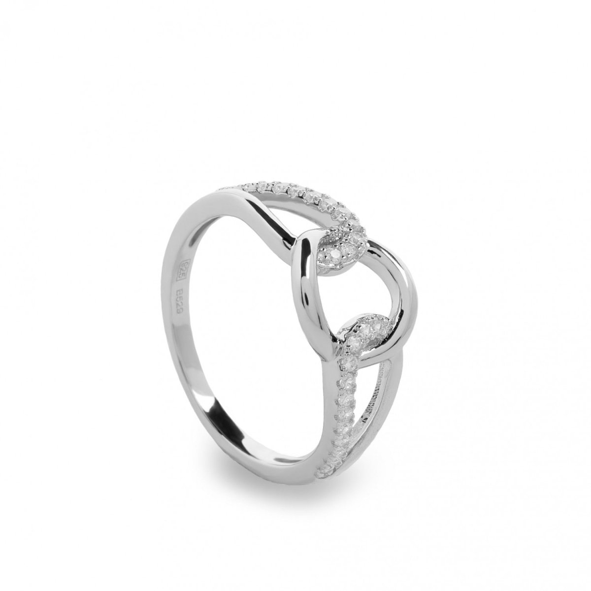 Anillos circonitas diseño de círculo central entrelazado-LINEARGENT