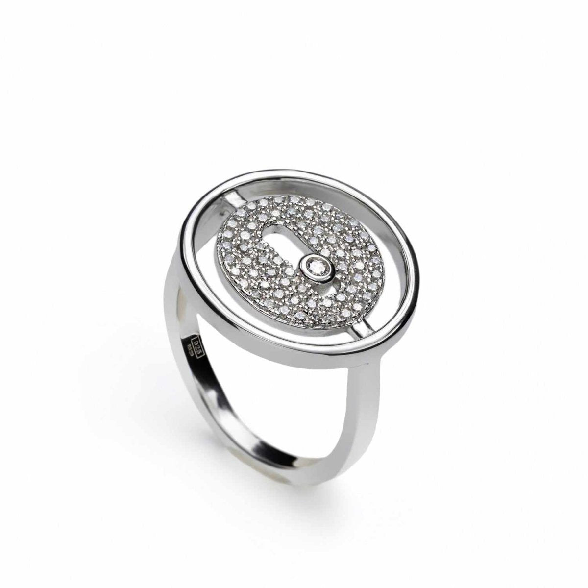 Anillos circonitas diseño de doble botón y plata lisa-LINEARGENT