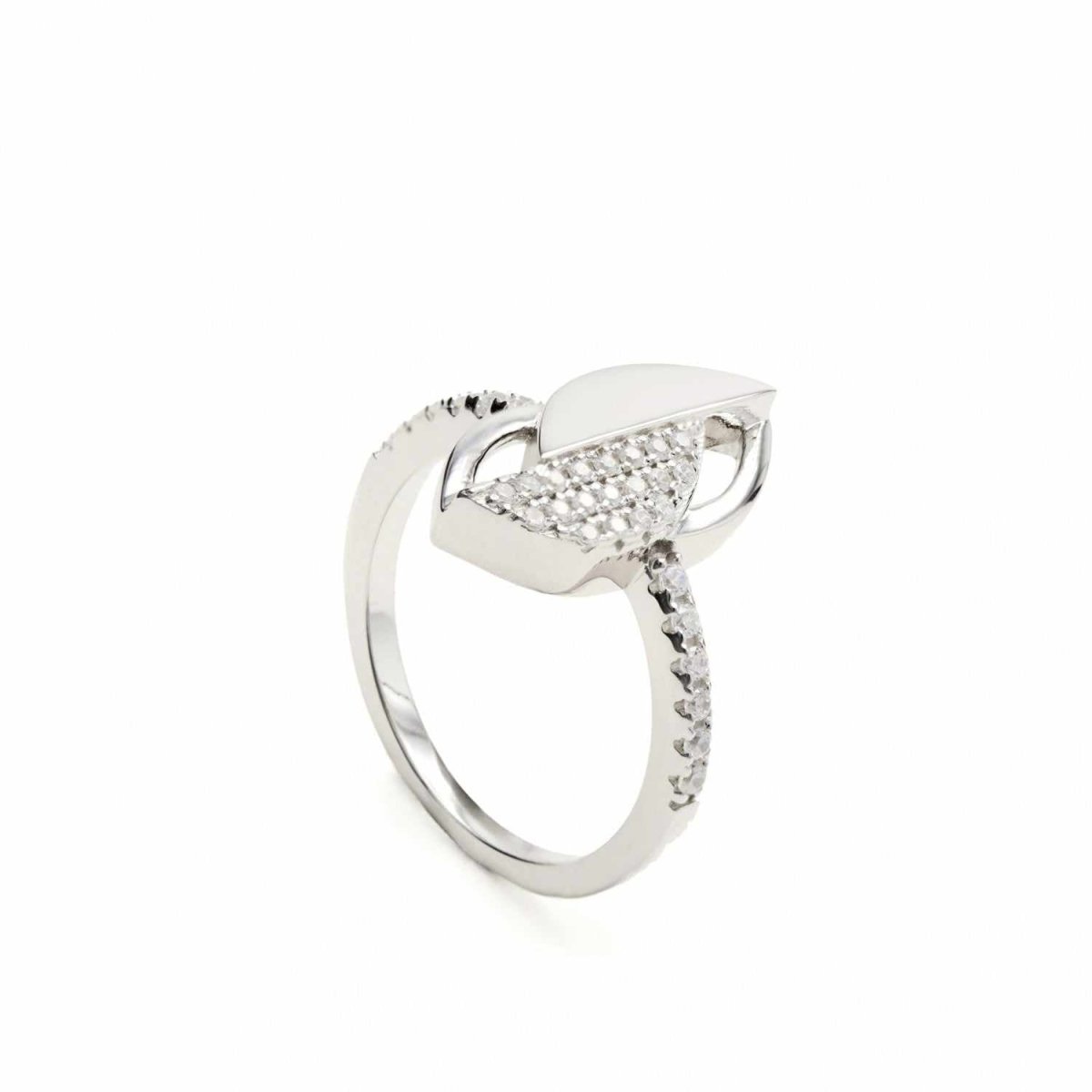 Anillos circonitas diseño de hoja geométrica-LINEARGENT