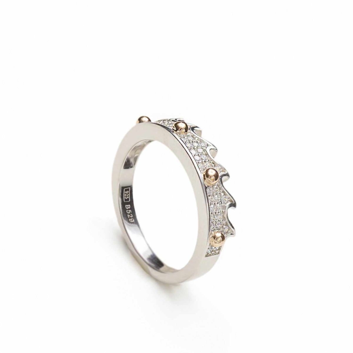 Anillos circonitas diseño de púas con detalles dorados-LINEARGENT