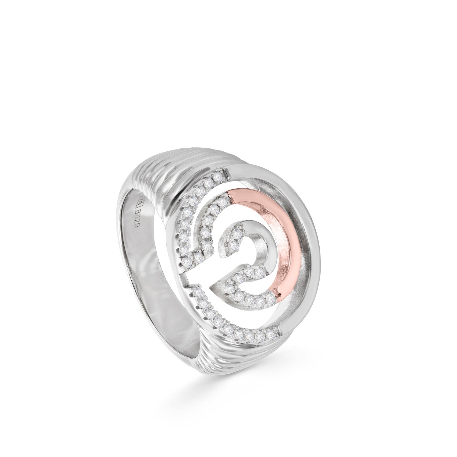 Anillos circonitas diseño en forma de ''c''-LINEARGENT