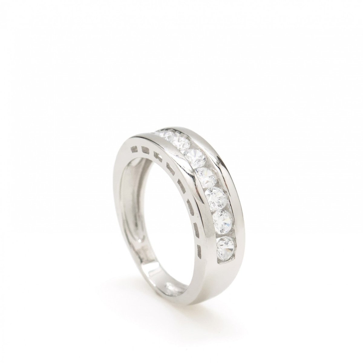 Anillos circonitas y cuarzos adamantinos plata lisa-LINEARGENT