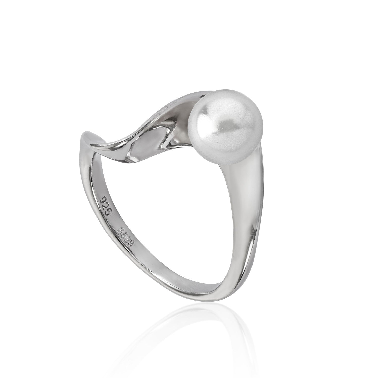 Anillos con perlas de plata diseño ondulado-LINEARGENT