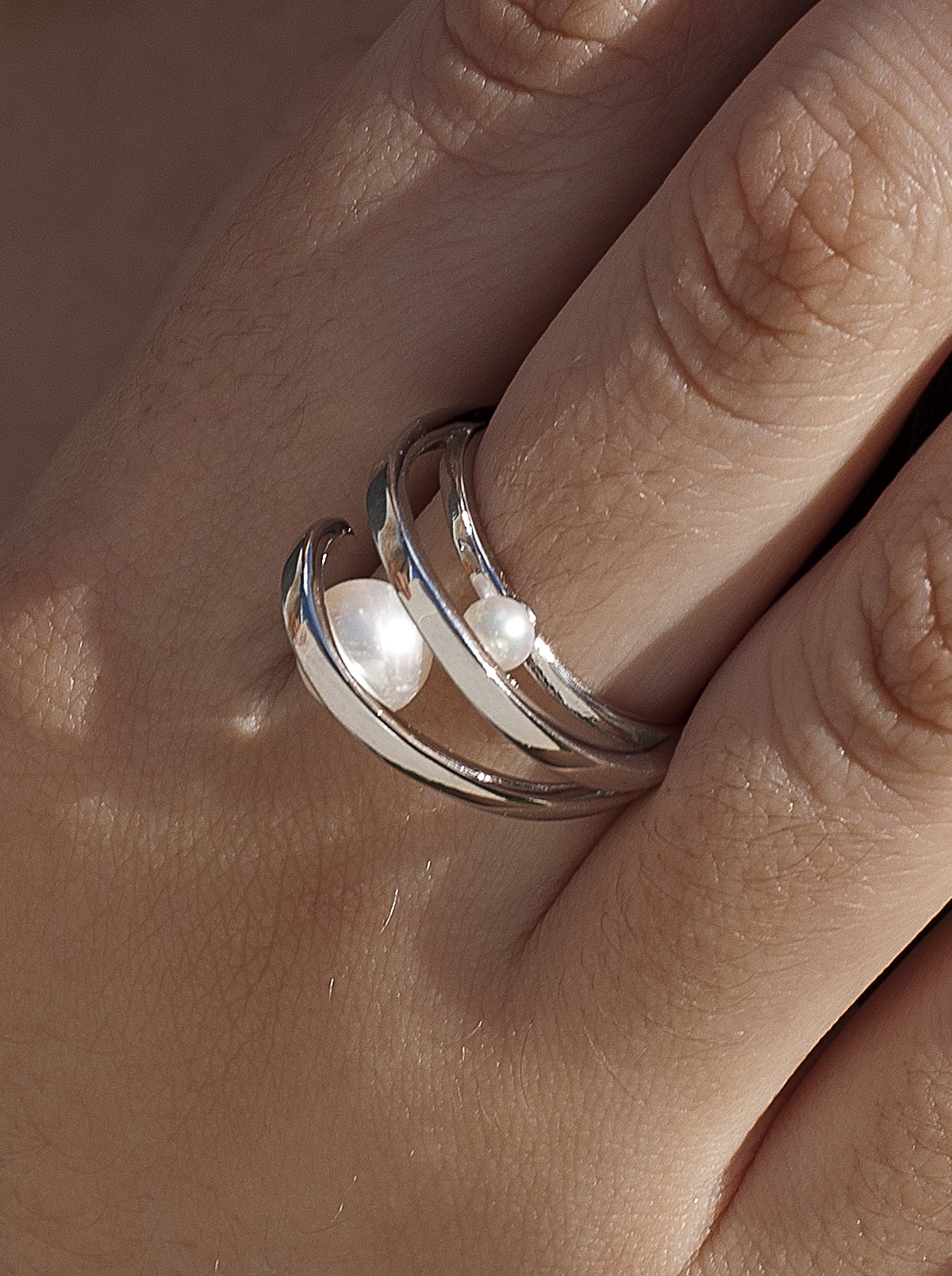 Anillos con perlas diseño doble perla-LINEARGENT