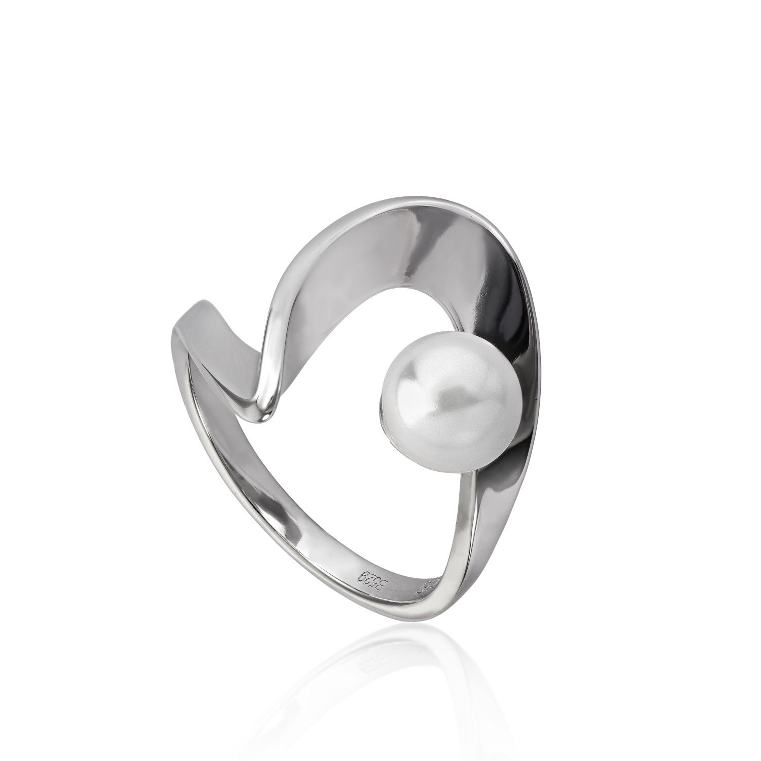 Anillos con perlas diseño serpentina con una perla-LINEARGENT