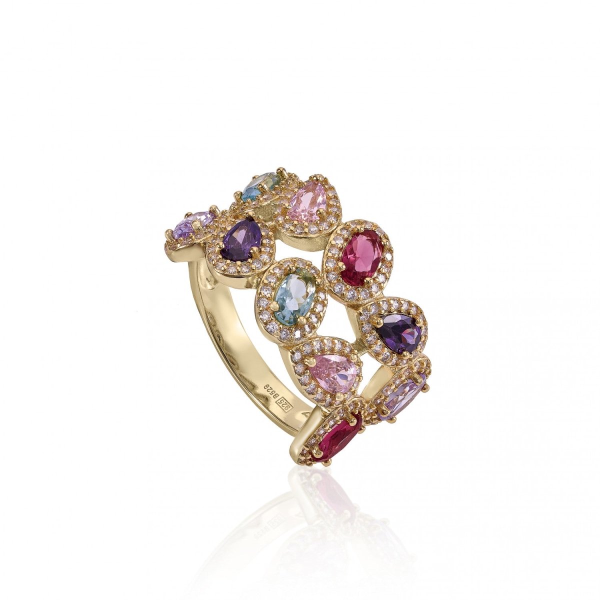 Anillos con piedras de colores multi forma con circonitas-LINEARGENT