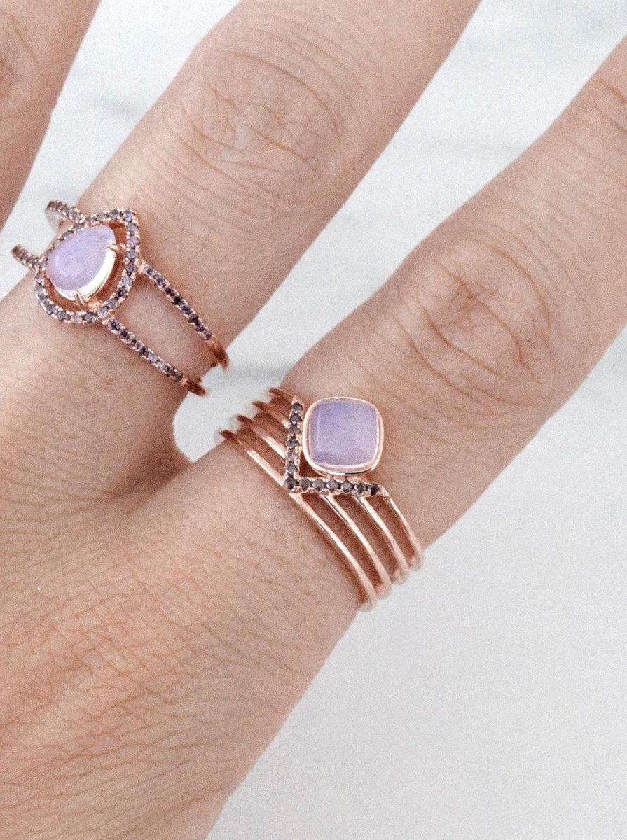 Anillos con piedras diseño de rombo con circonitas-LINEARGENT