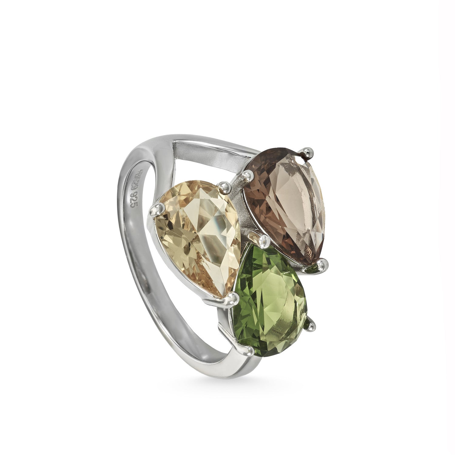 Anillos con piedras diseño tres gemas tono nature-LINEARGENT