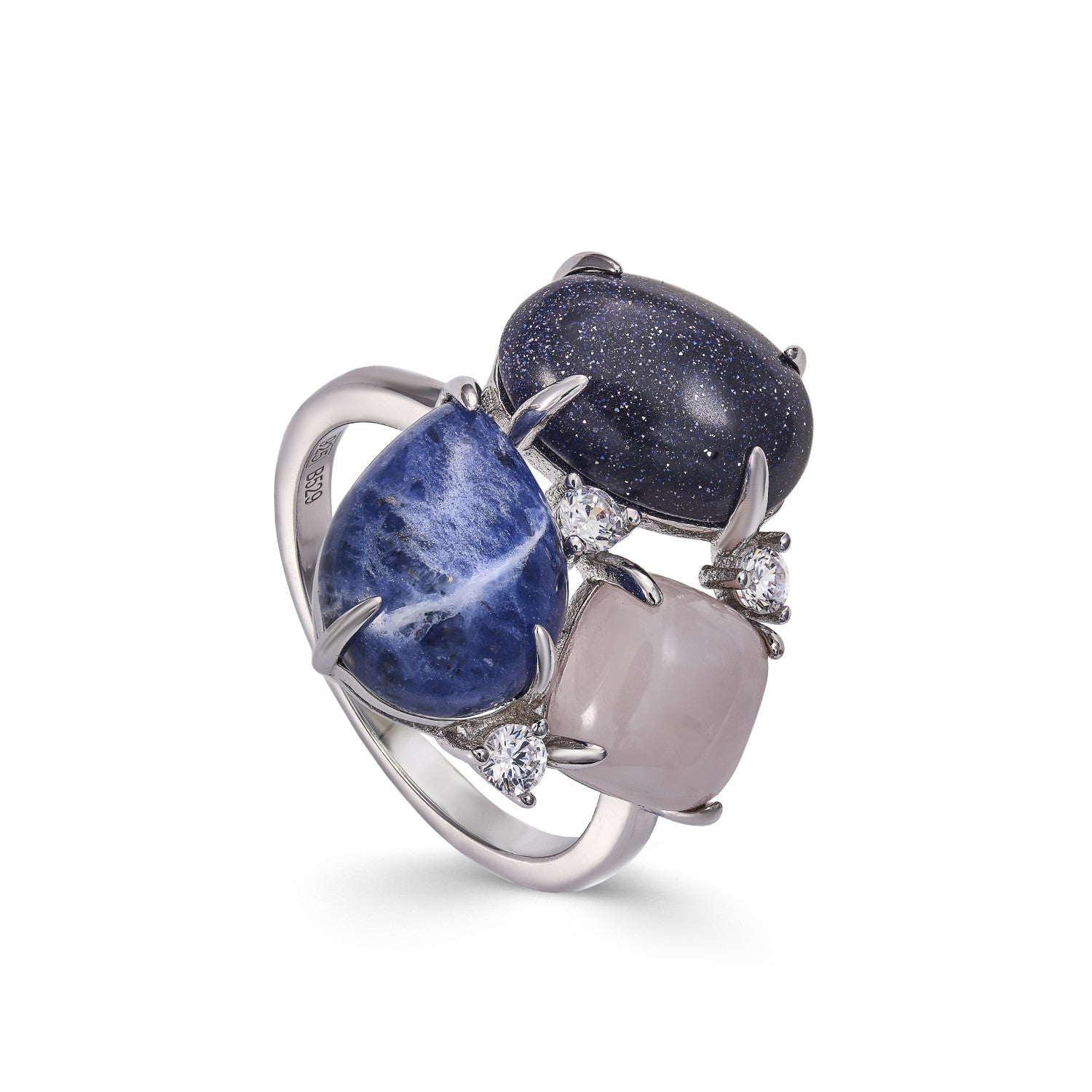 Anillos con piedras en tonos azules con circonitas-LINEARGENT