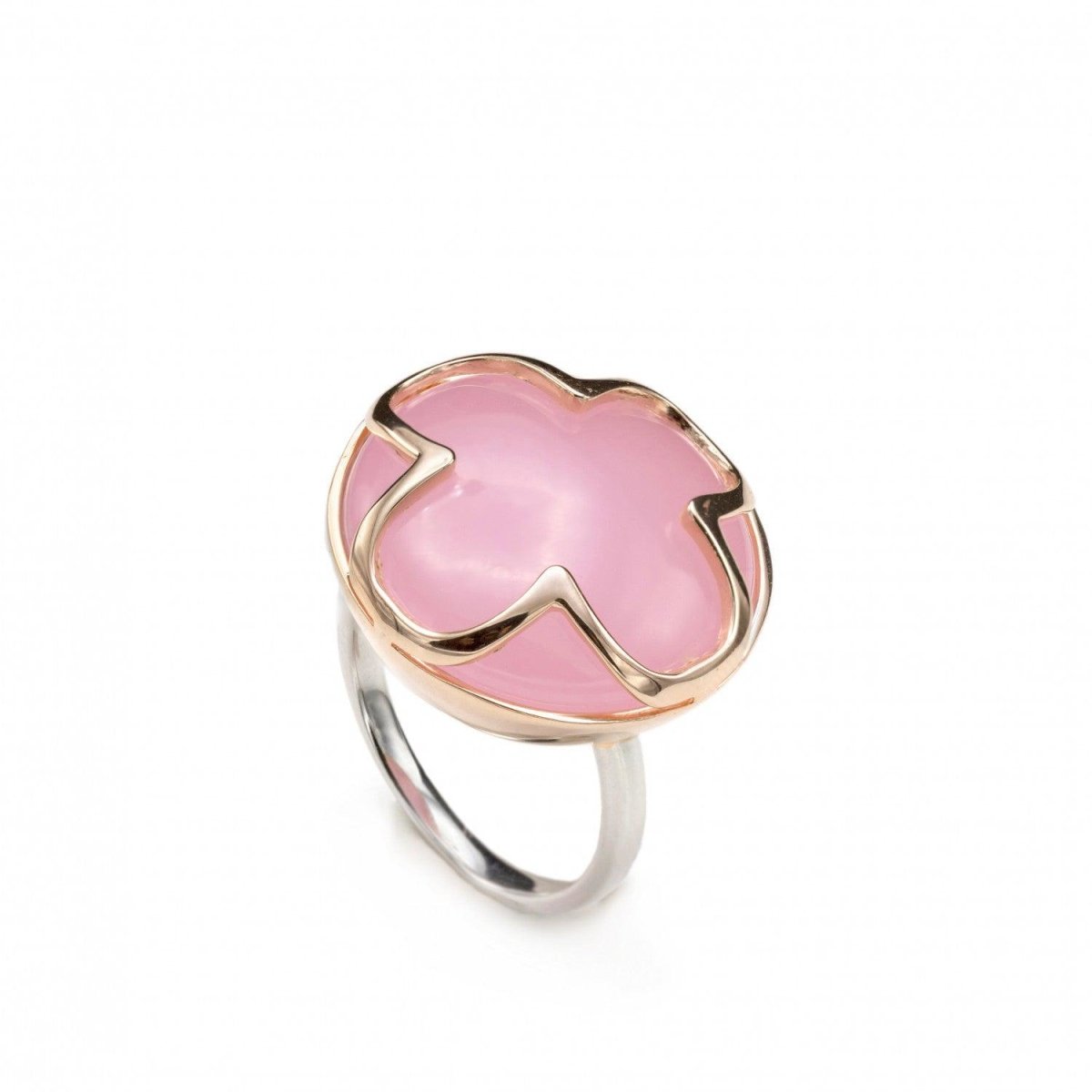 Anillos con piedras motivo diseño de flor rosa-LINEARGENT