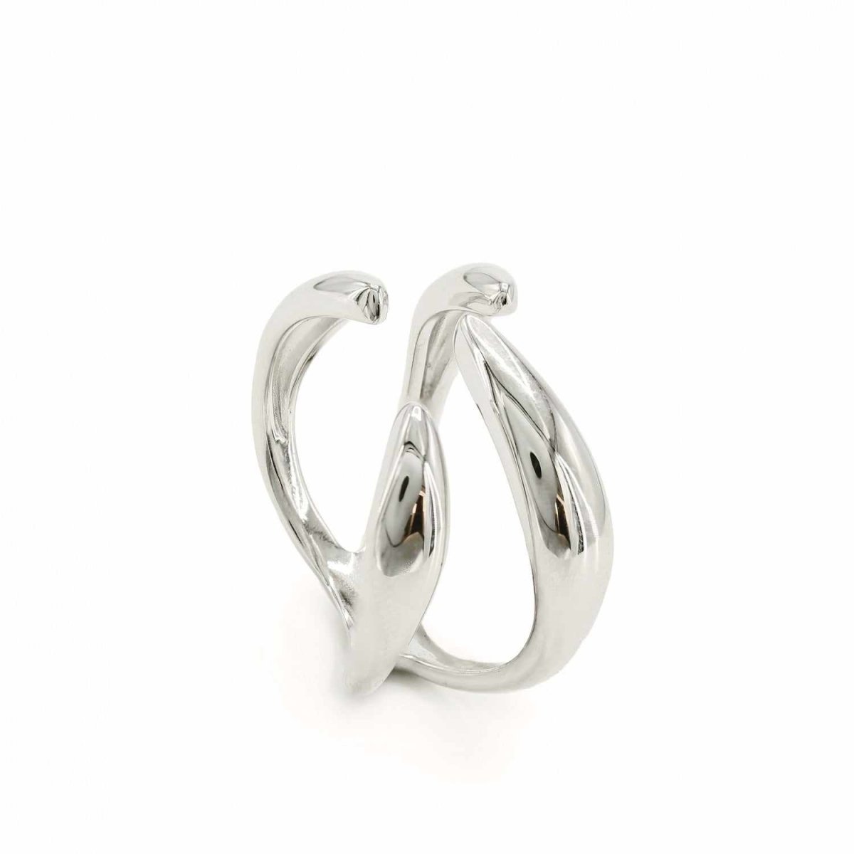 Anillos de diseño abierto estilo garra en plata lisa-LINEARGENT