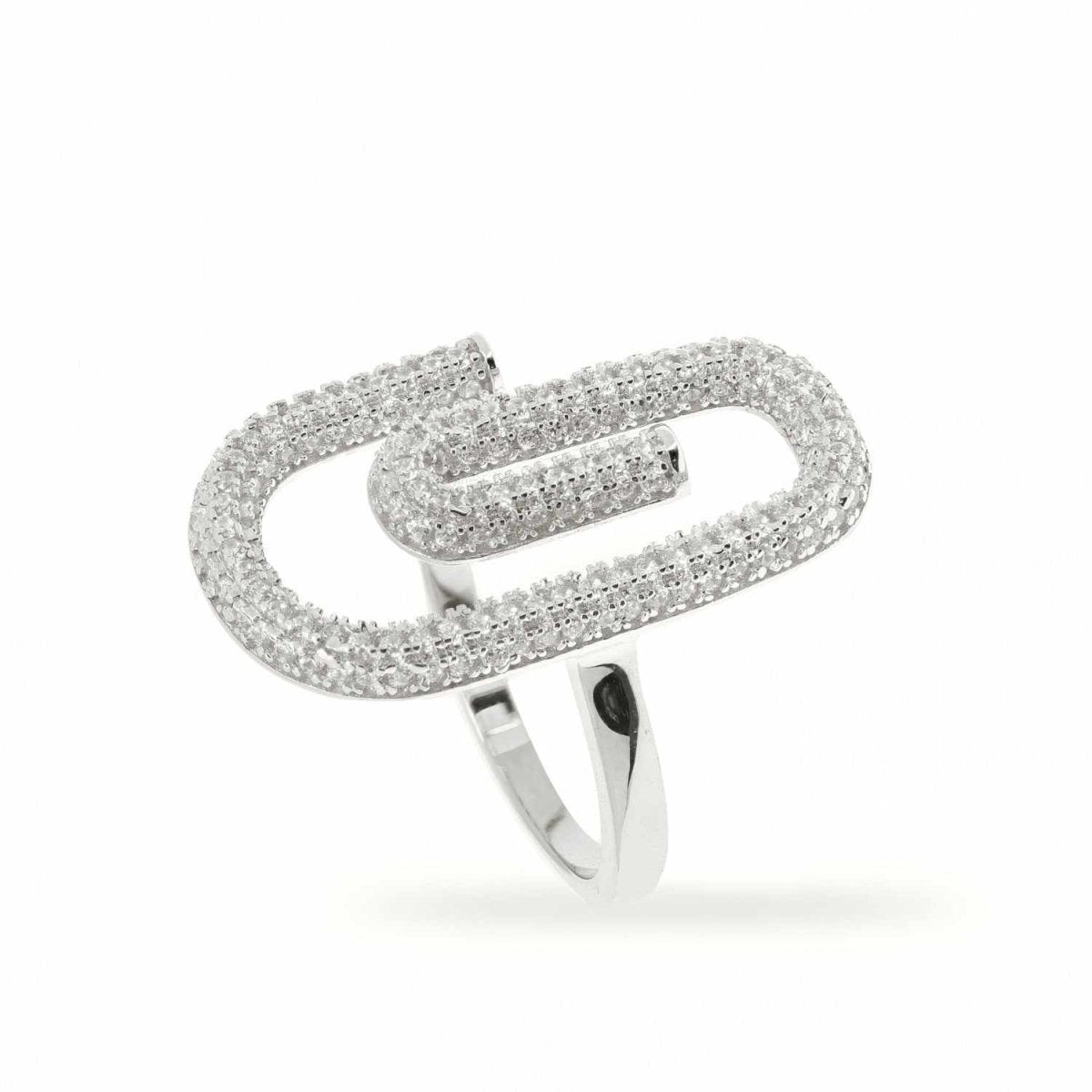 Anillos de diseño con circonitas y motivo de clip-LINEARGENT