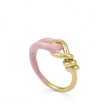 Anillos de diseño doble de esmalte y plata bañada en oro