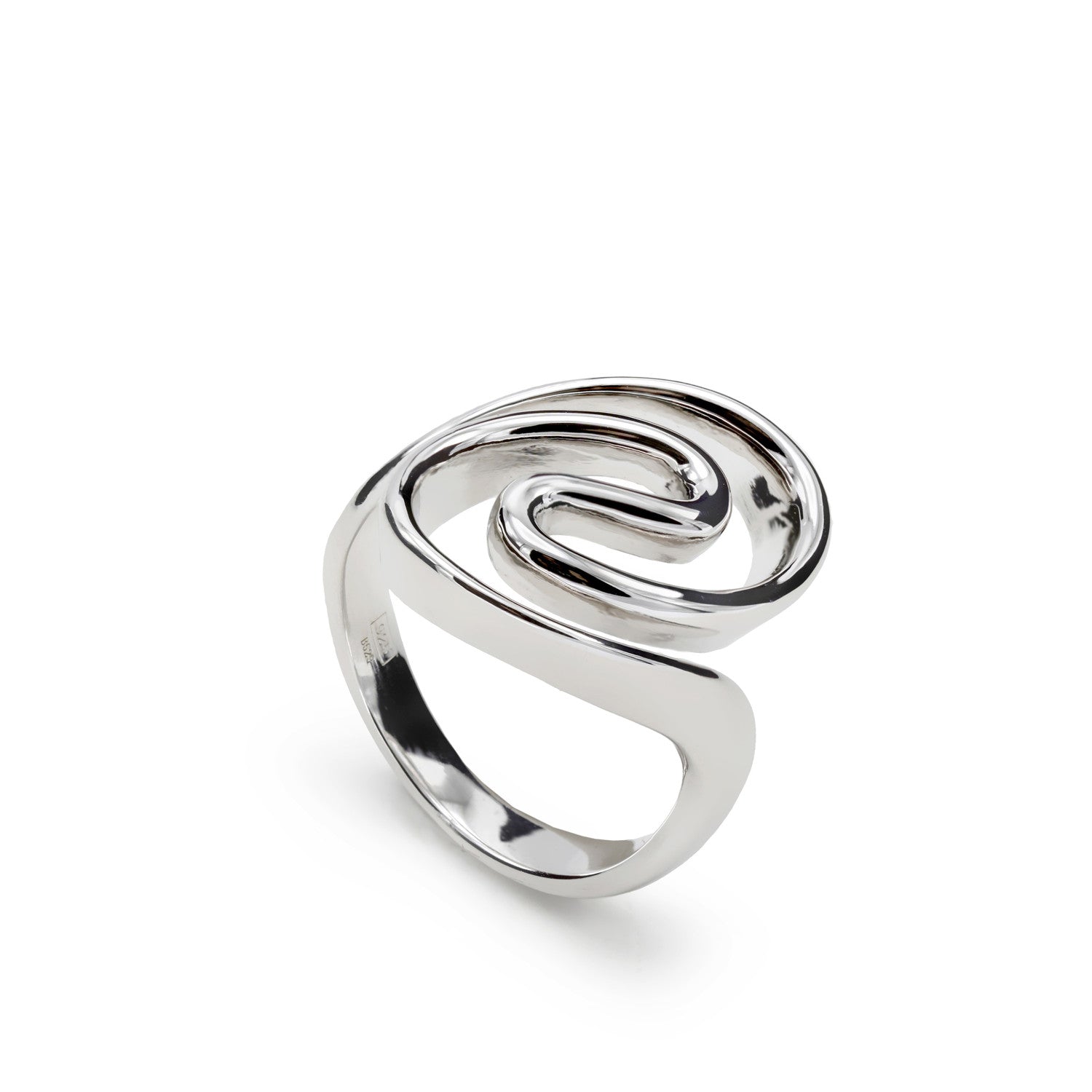 Anillos de diseño líquido con curvas y ancho-LINEARGENT