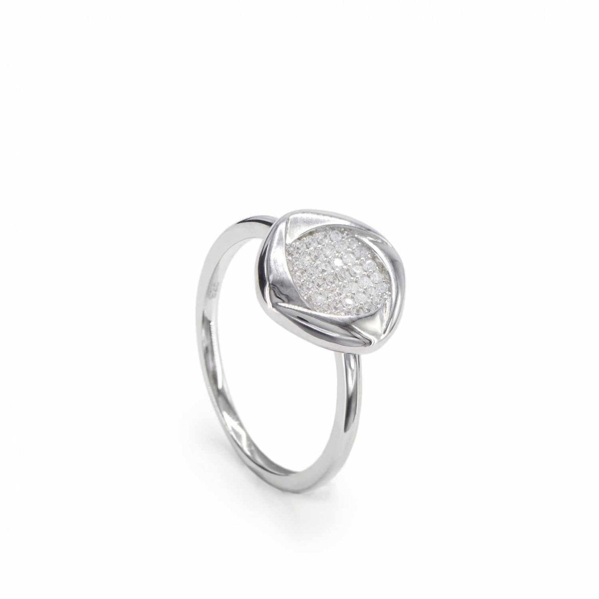 Anillos finos de plata silueta cuadrada y circonitas-LINEARGENT