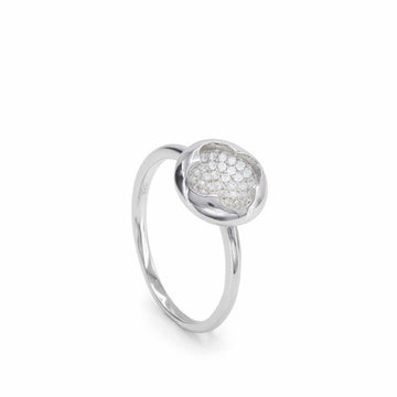Anillos finos de plata silueta de flor y circonitas