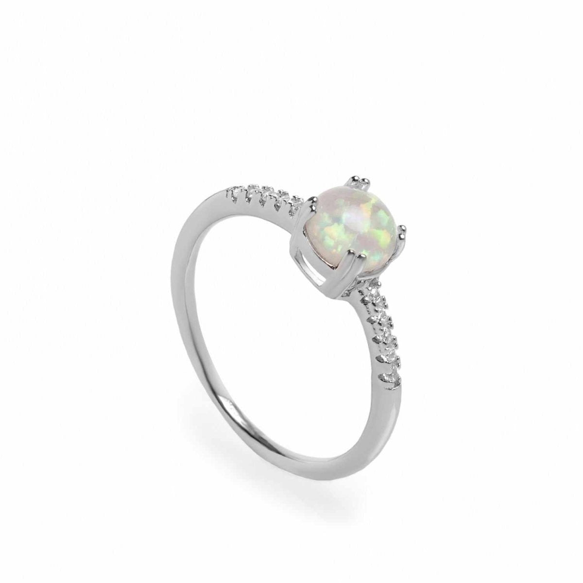 Anillos finos diseño circular estilo ópalo con circonitas-LINEARGENT
